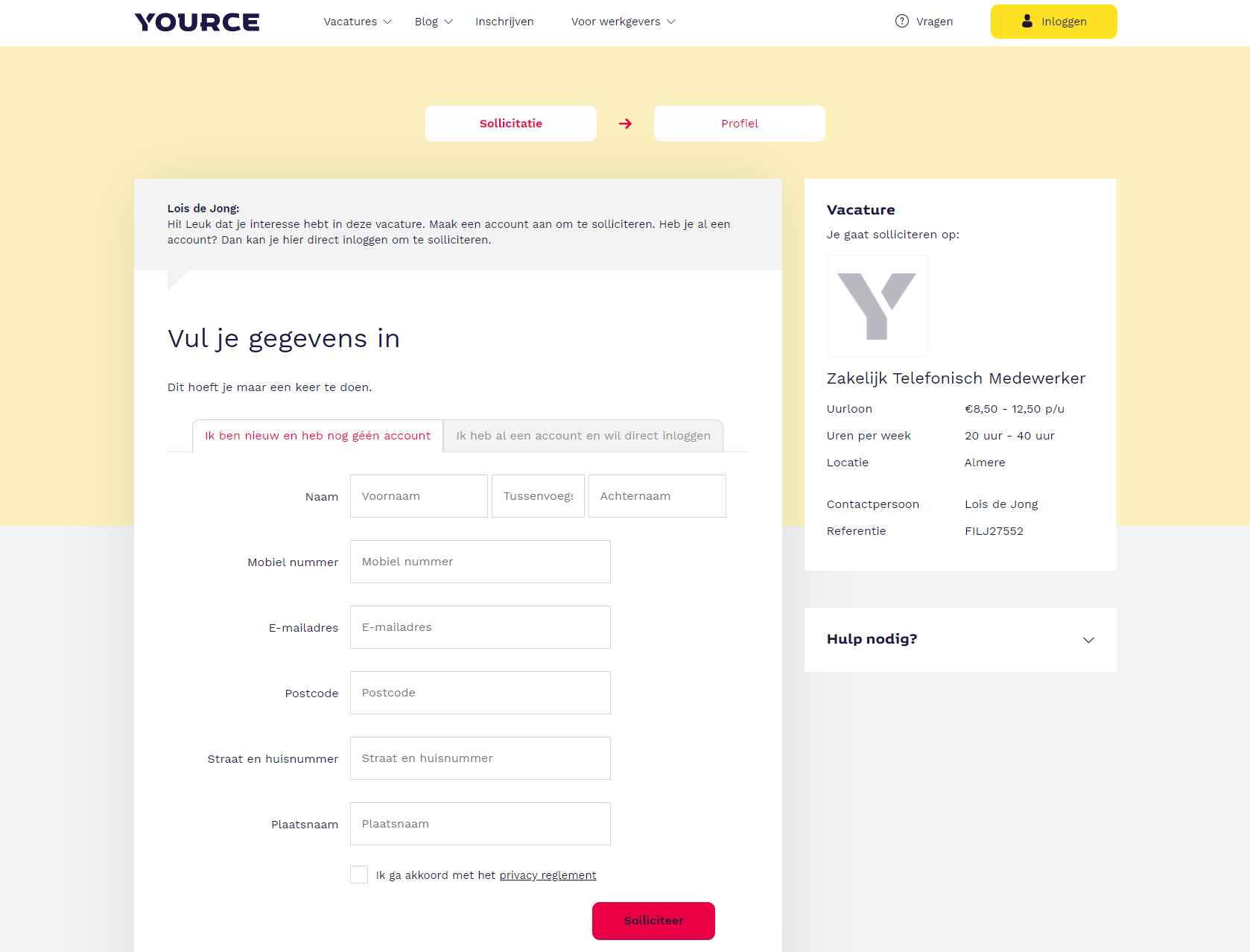 Persoonlijk Solliciteren Yource